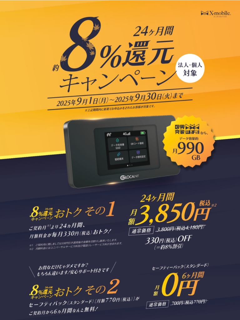 限界突破WiFiキャンペーン中