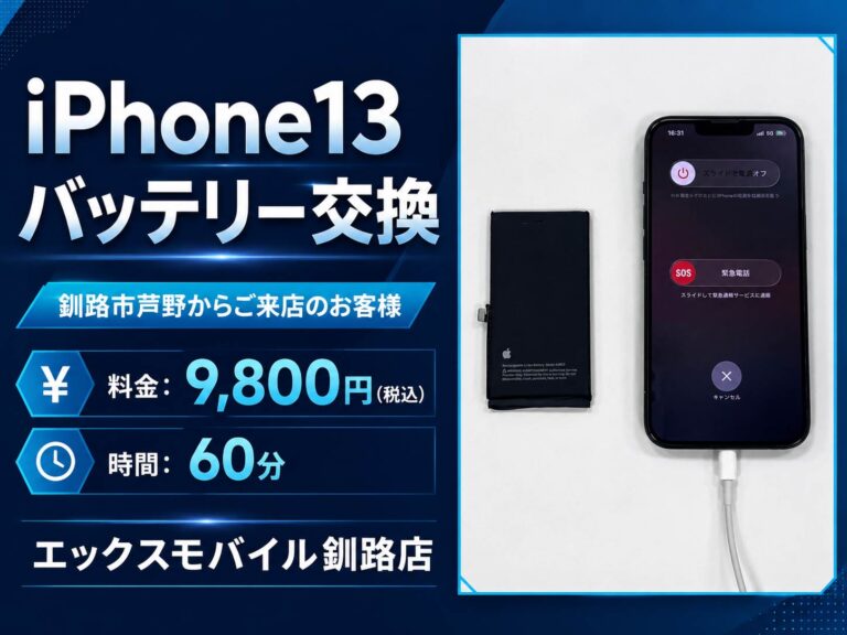 釧路でiPhone13バッテリー交換をした画像です。