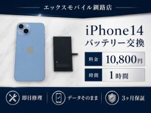 iPhone14バッテリー交換の画像。