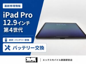 釧路市川北町よりご来店のiPad Pro 12.9インチ 第4世代 バッテリー膨張による画面浮き上がり修理