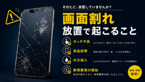 iPhoneの画面割れを放置することで起こるタッチ不良や液晶故障などのリスクを紹介する画像