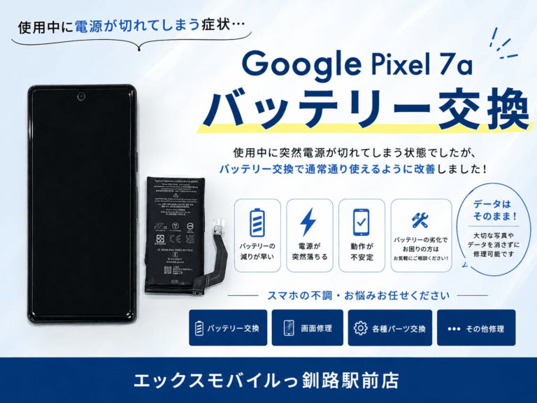 Google Pixel 7aのバッテリー交換修理事例 交換前バッテリーと本体
